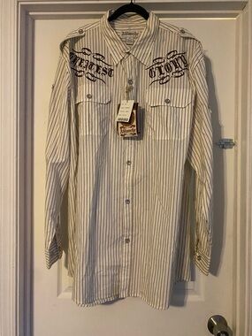 NWT Ablanche men’s 4XL embellished long sleeve button down shirt MSRP $125